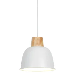 Store Biało-drewniana lampa wisząca do stylowej kuchni P21031MORLO | Kaja Żyrandole Nowoczesne