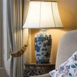 Sklep Kaja Biało-niebieska lampa stołowa BLUE-G-JAR-TL z serii BLUE GINGER JAR