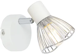 Sklep Kaja Biało-srebrny kinkiet z drucianym kloszem 91-61959 FLY | Kaja