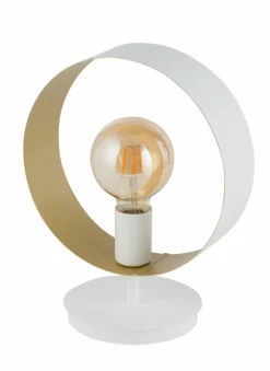 Sklep Kaja Biało-złota, dekoracyjna lampka stołowa do salonu SIG 50282 - HAPPY