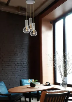 Store Biało-złota, druciana lampa wisząca K-4527 ARVI WHITE | Kaja Żyrandole Nowoczesne