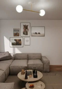 Clearance Biało-złota lampa sufitowa do korytarza 1234/2 z serii MAGNUM | Kaja Żyrandole Nowoczesne