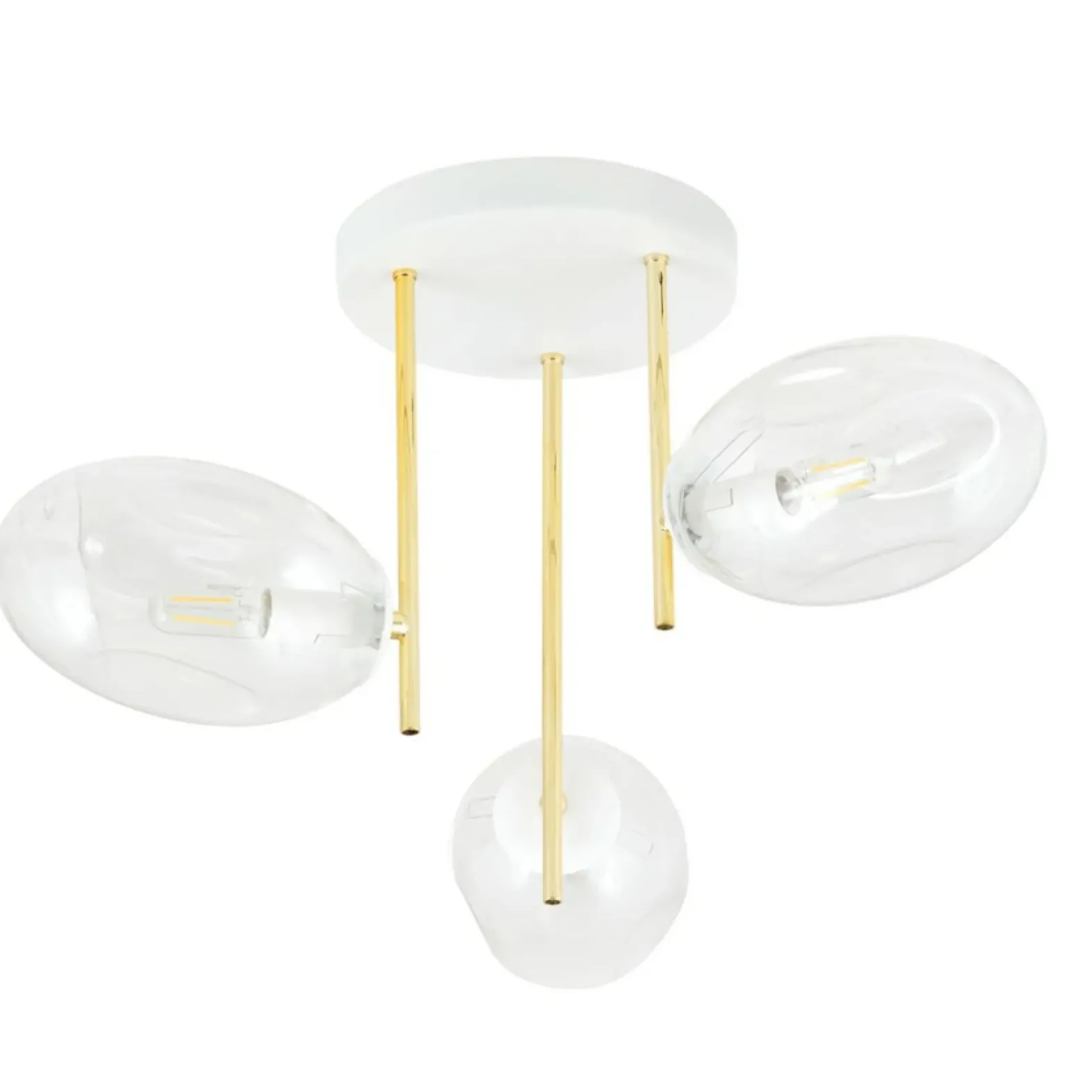 Best Sale Biało-złota lampa sufitowa, transparentne klosze 1276/3 z serii ARGO Żyrandole Nowoczesne