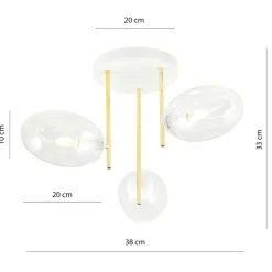 Best Sale Biało-złota lampa sufitowa, transparentne klosze 1276/3 z serii ARGO Żyrandole Nowoczesne