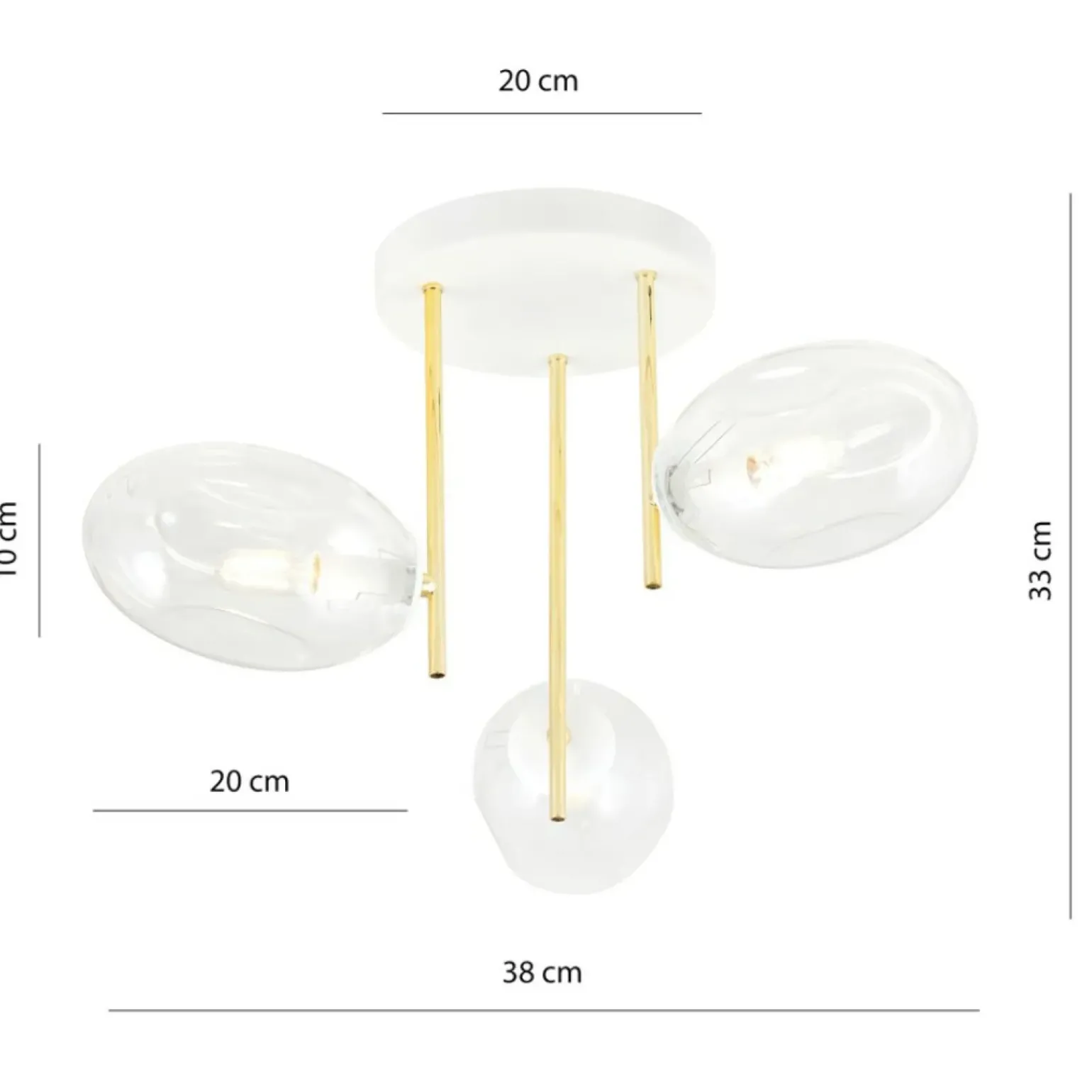 Best Sale Biało-złota lampa sufitowa, transparentne klosze 1276/3 z serii ARGO Żyrandole Nowoczesne