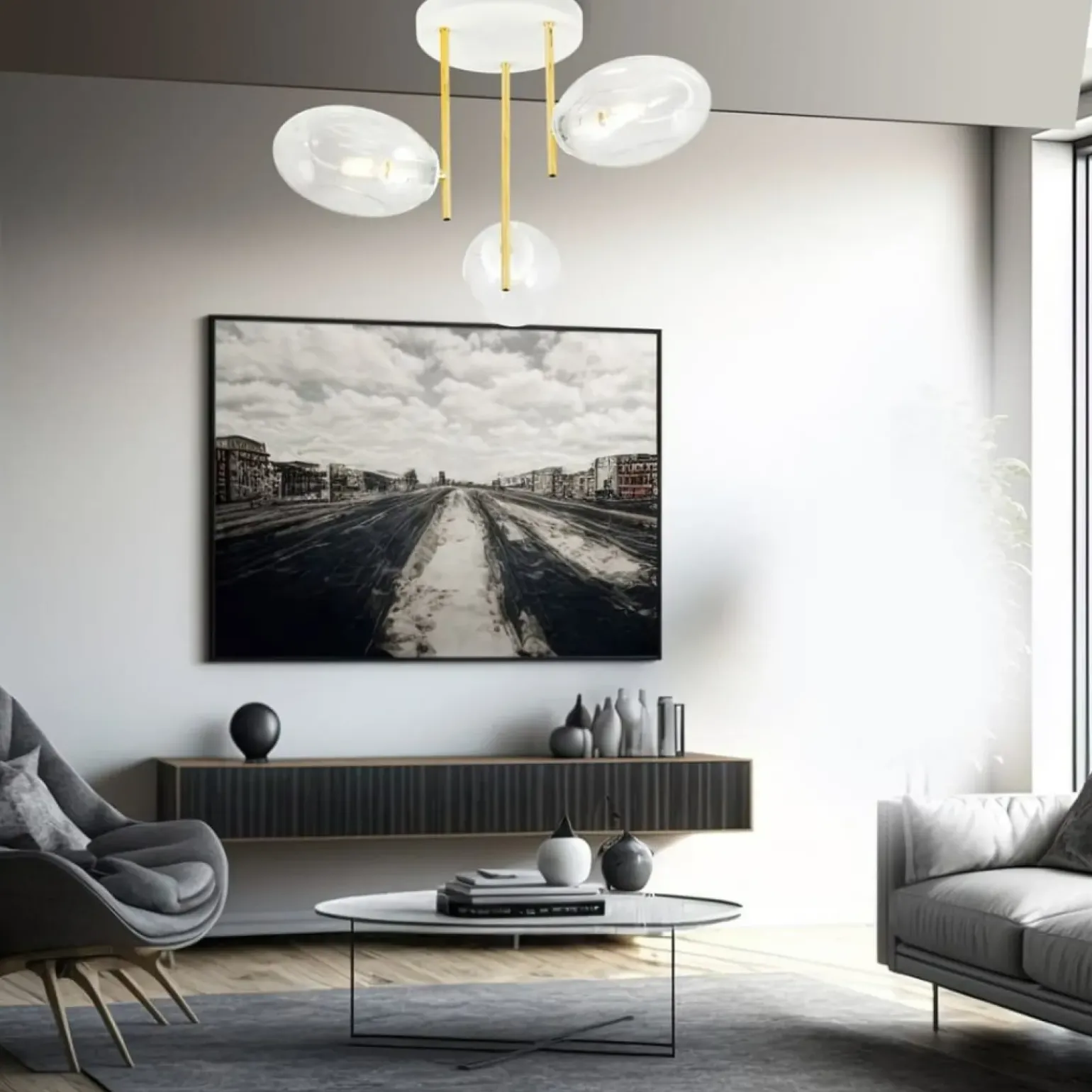 Best Sale Biało-złota lampa sufitowa, transparentne klosze 1276/3 z serii ARGO Żyrandole Nowoczesne