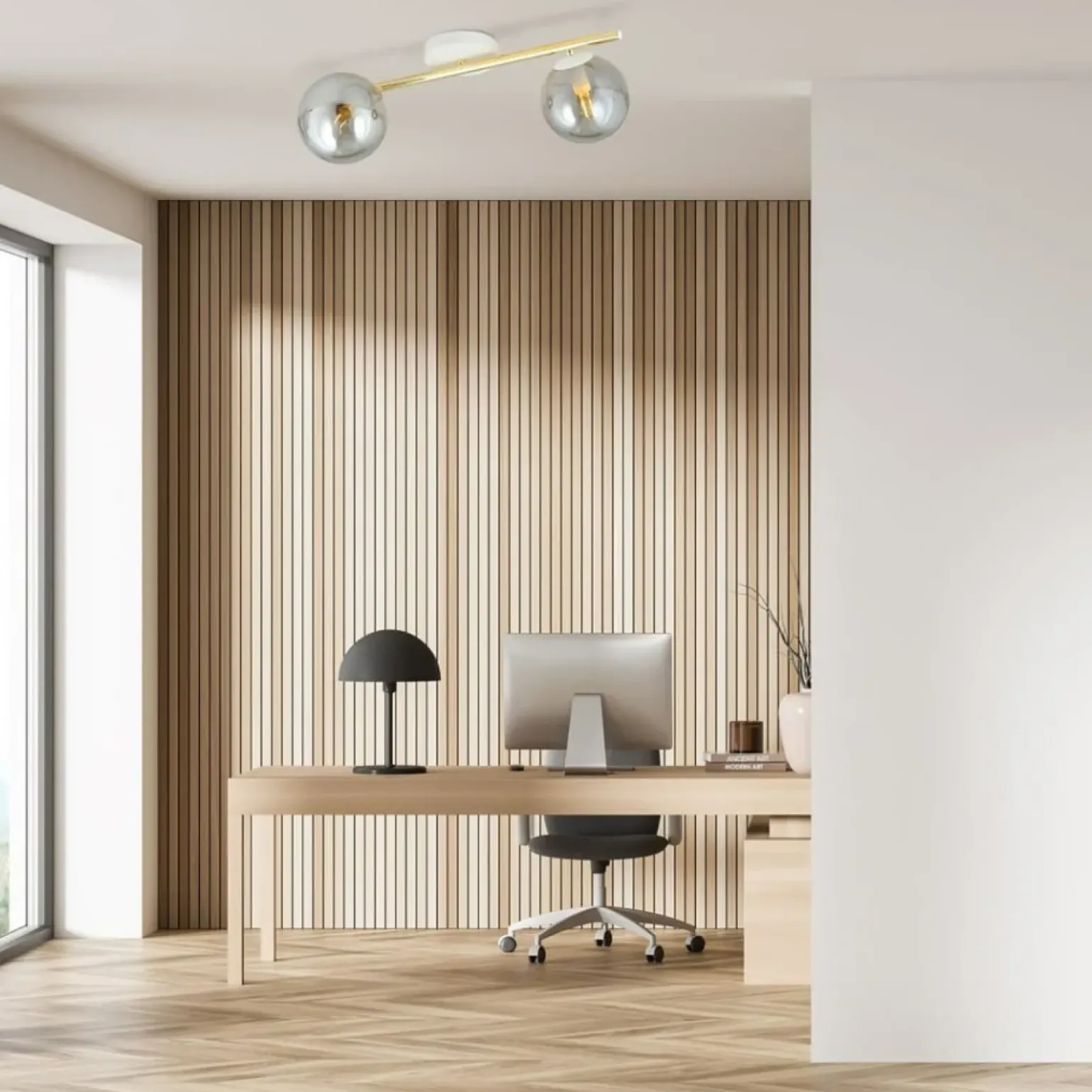 Cheap Biało-złota lampa sufitowa z dwoma kloszami 1247/2 z serii SPLENDI Żyrandole Nowoczesne