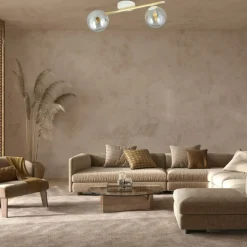 Cheap Biało-złota lampa sufitowa z dwoma kloszami 1247/2 z serii SPLENDI Żyrandole Nowoczesne