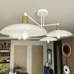 Best Biało-złota lampa sufitowa z drucianymi kloszami 1321/4 SPIRIT | Kaja Żyrandole Nowoczesne