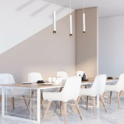 Store Biało-złota lampa wisząca nad stół w jadalni MLP6236 z serii DANI | Kaja Oświetl Żyrandole Nowoczesne