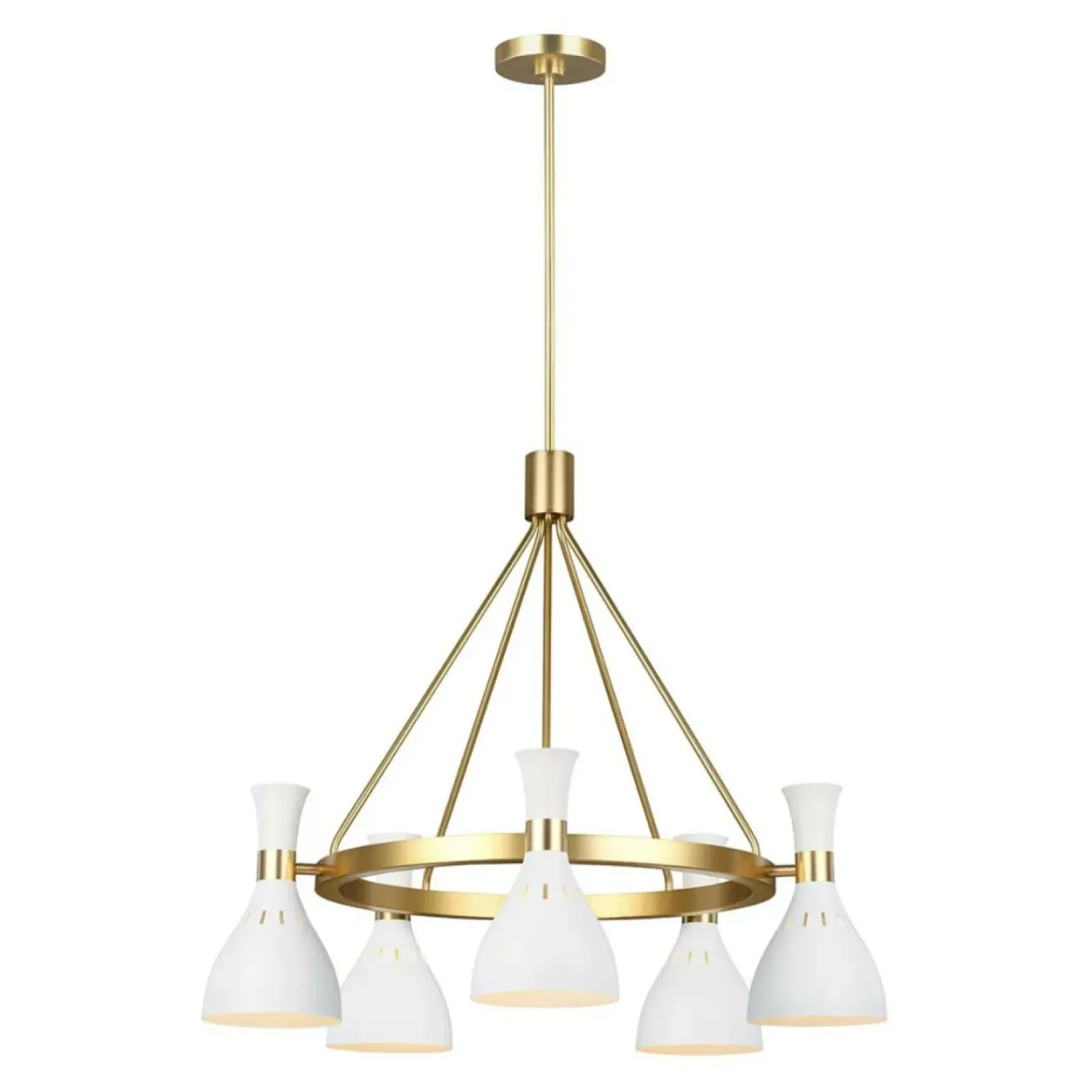 New Biało-złota lampa wisząca 5xE27 FE-JOAN5-MW z serii JOAN Żyrandole Nowoczesne