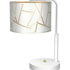 Sklep Kaja Biało-złota lampka stołowa, do salonu MLP7570 z serii ZIGGY | Kaja Oświetlenie