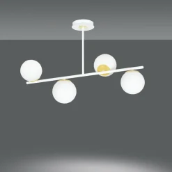 Clearance Biało-złota, nowoczesna lampa do kuchni 1023/4 FLOKI | Kaja Żyrandole Nowoczesne