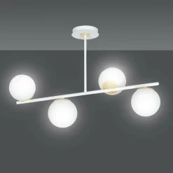 Clearance Biało-złota, nowoczesna lampa do kuchni 1023/4 FLOKI | Kaja Żyrandole Nowoczesne