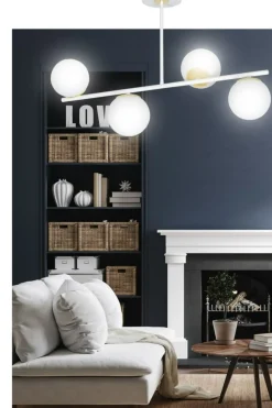 Clearance Biało-złota, nowoczesna lampa do kuchni 1023/4 FLOKI | Kaja Żyrandole Nowoczesne