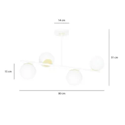 Clearance Biało-złota, nowoczesna lampa do kuchni 1023/4 FLOKI | Kaja Żyrandole Nowoczesne