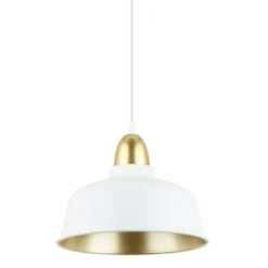 Best Biało-złota, nowoczesna lampa wisząca do kuchni A8063-WH z serii MENSA Żyrandole Nowoczesne