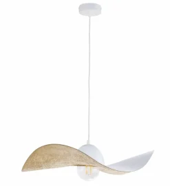 Store Biało-złoty, dekoracyjny kapelusz wiszący SIG 32345 z serii KAPELLO M Żyrandole Nowoczesne