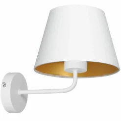 Sklep Kaja Biało-złoty kinkiet ścienny, stożkowy abażur LX 3455 z serii ARDEN