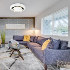 Sklep Kaja Biało-złoty plafon ze zintegrowanym LED-em ML8127 z serii MEGAN | Kaja Oświetlen