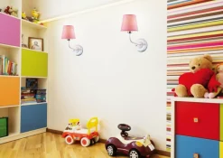 Sklep Kaja Biały kinkiet z różowym abażurem LEDEA 50401103 YORK | Kaja