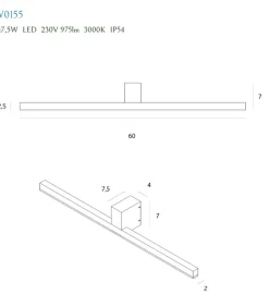 Sklep Kaja Biały, ledowy kinkiet łazienkowy 60cm MX W0155 FINGER | Kaja