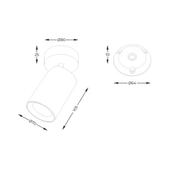 Sklep Kaja Biały reflektor pod- i natynkowy, prosta tuba TLS006-WH TORE | Kaja