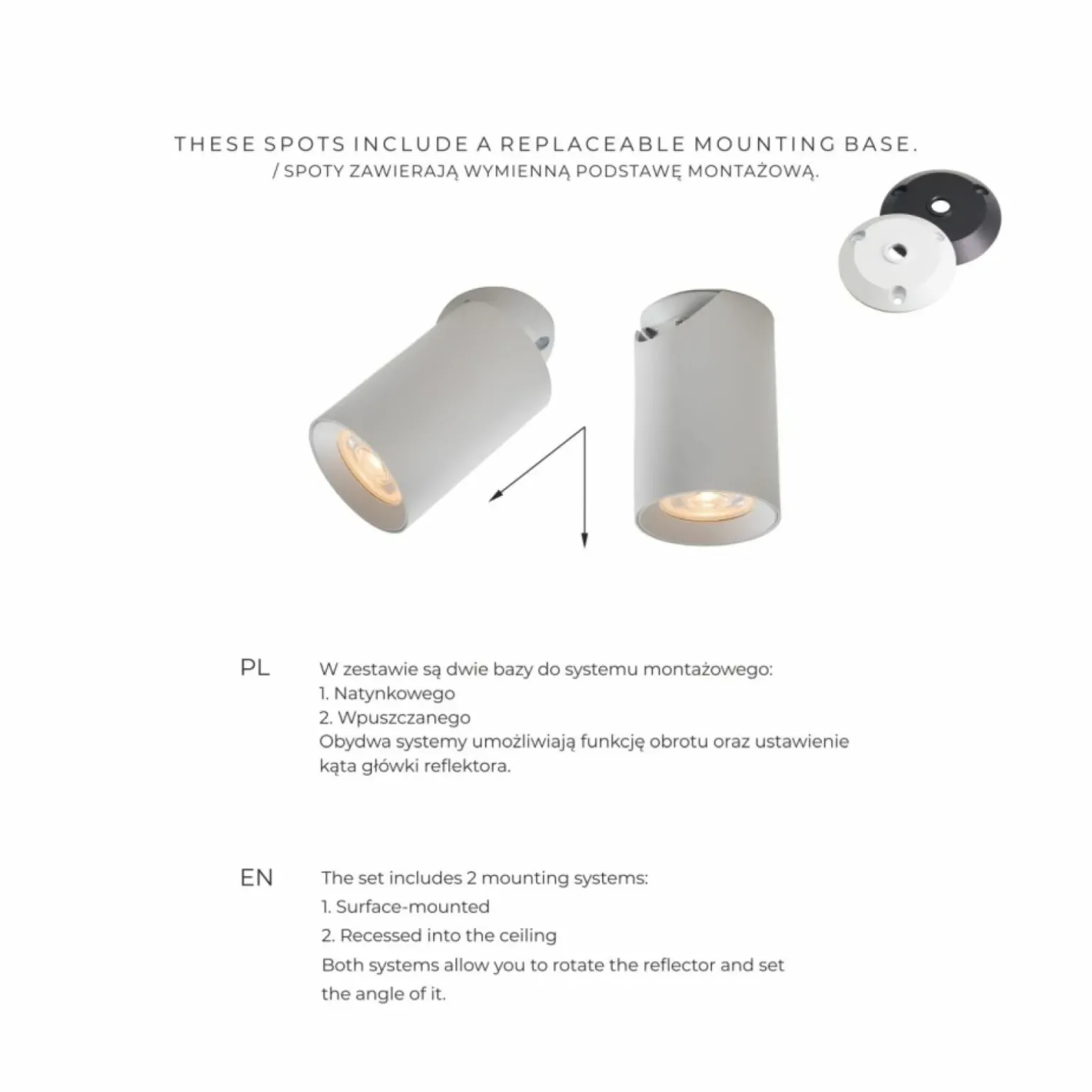 Sklep Kaja Biały reflektor pod- i natynkowy, prosta tuba TLS006-WH TORE | Kaja