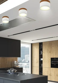 Sklep Kaja Biały spot z elementem drewna, do holu 2273648 z serii TUBA | Kaja