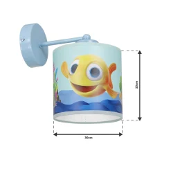 Sklep Kaja Błękitny kinkiet ścienny z rysunkiem rybki MLP6803 z serii RYBKA | Kaja Oświetle