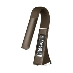 Sklep Kaja Brązowa lampa biurkowa LED z zegarem ML139 GALA | Kaja Oświetlenie