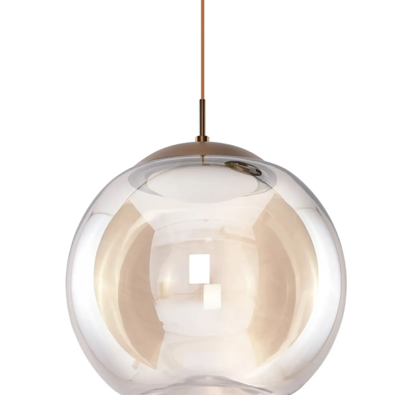 Hot Brązowa lampa wisząca LED z dużym kloszem AZ3341 HELENA | Kaja Żyrandole Nowoczesne