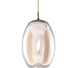 Best Sale Brązowa wisząca lampa LED z kloszem AZ3342 HELENA | Kaja Oświetlenie Żyrandole Nowoczesne
