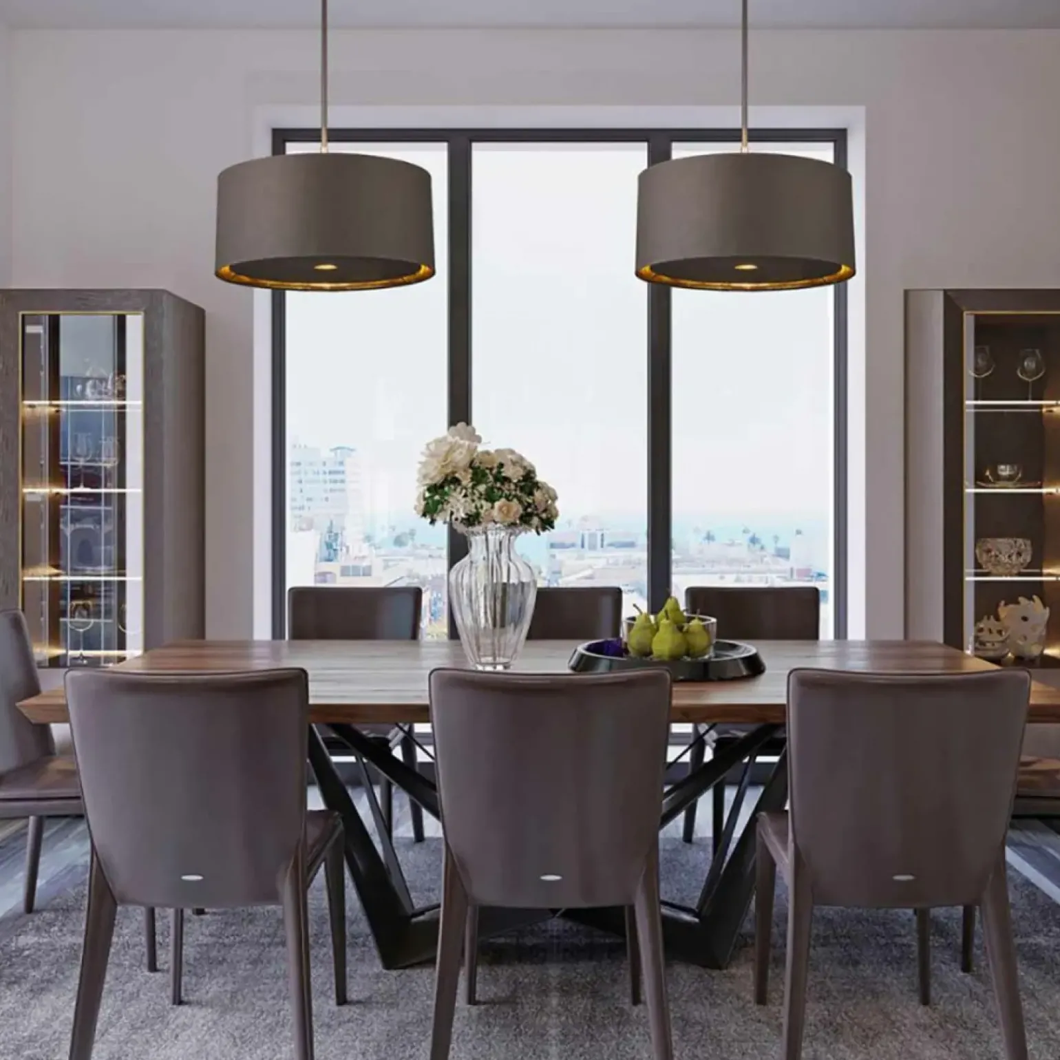 Sale Brązowo-złota lampa wisząca BALANCE-P-BRPB z serii BALANCE Żyrandole Nowoczesne