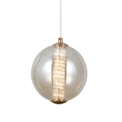 Best Bursztynowo-złota lampa wisząca PND-34359-S-HBR-AMB z serii BUTERO Żyrandole Nowoczesne