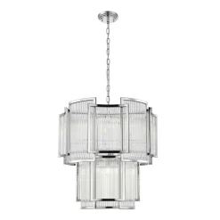 New Chromowana, kryształowa lampa P0528-08A-F4AC SERGIO | Kaja Żyrandole Nowoczesne