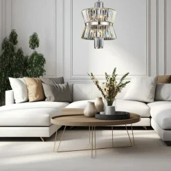 Best Chromowany, kryształowy żyrandol do salonu ML0404 AURELIA | Kaja Żyrandole Nowoczesne