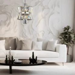 Best Chromowany, kryształowy żyrandol do salonu ML0404 AURELIA | Kaja Żyrandole Nowoczesne