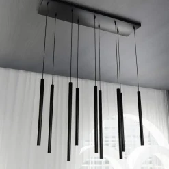 Best Sale Czarna kaskada wąskich, punktowych lamp wiszących 552/9 SELTER | Kaja Żyrandole Nowoczesne