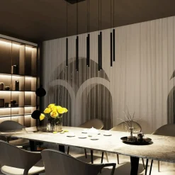 Best Sale Czarna kaskada wąskich, punktowych lamp wiszących 552/9 SELTER | Kaja Żyrandole Nowoczesne