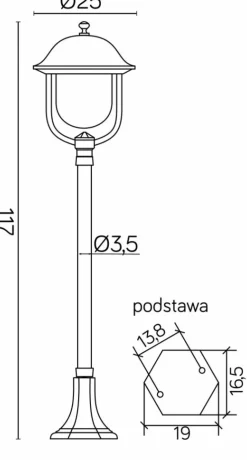 Sklep Kaja Czarna, klasyczna lampa ogrodowa na nodze K 5002/2/O z serii PRINCE | Kaja Oświe