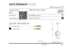 Best Czarna kulka wisząca LED idealna nad stół AZ4521 SKYE | Kaja Żyrandole Nowoczesne