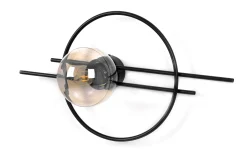 Sklep Kaja Czarna lampa ścienna z bursztynowym kloszem K-5345 z serii CORSA
