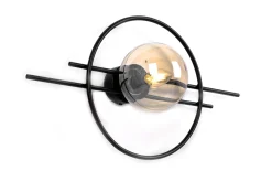 Sklep Kaja Czarna lampa ścienna z bursztynowym kloszem K-5345 z serii CORSA
