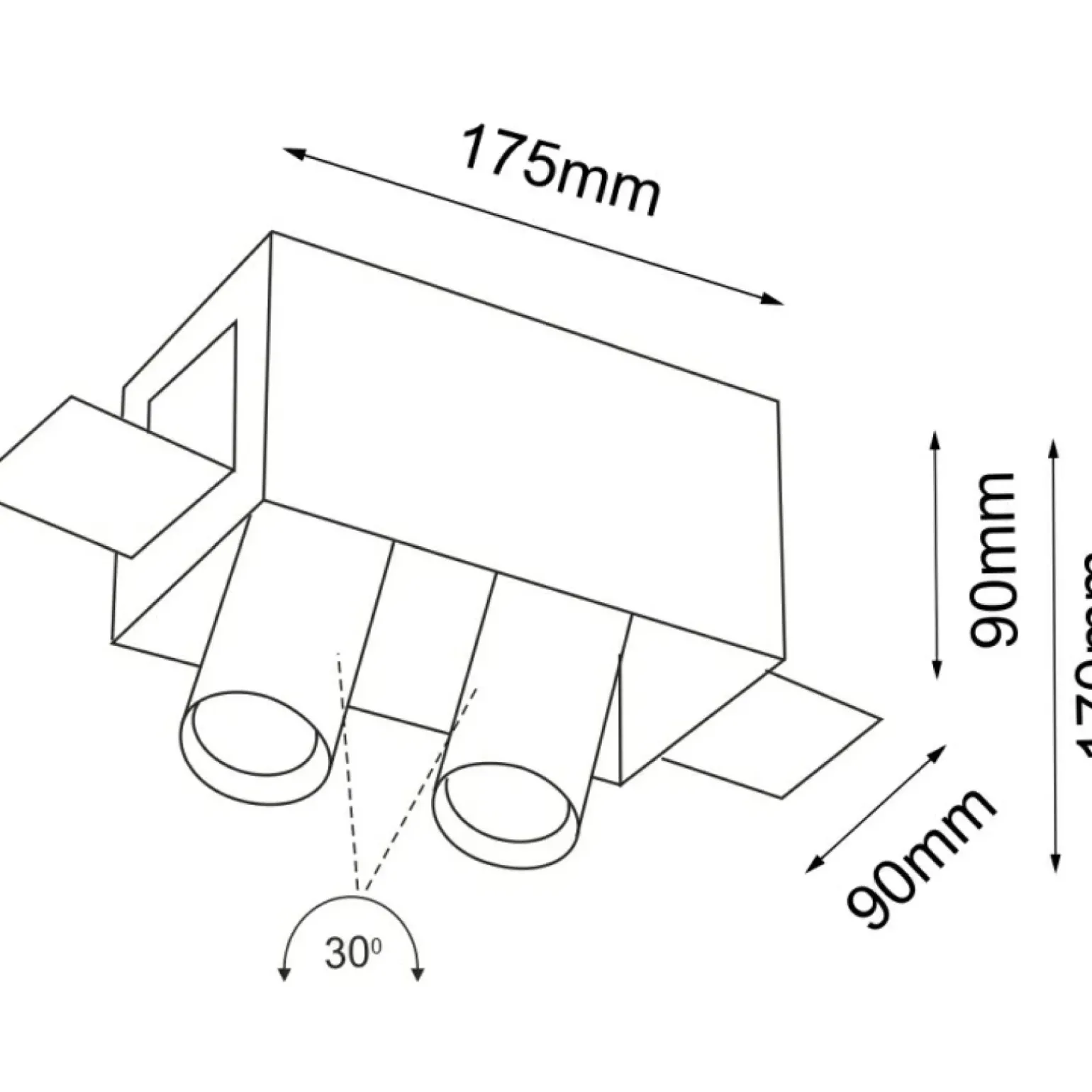 Sklep Kaja Czarna lampa mocowana podtynkowo - 2 tuby ANT 7802 YAMATO | Kaja