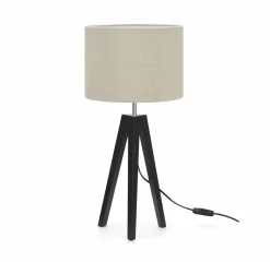 Sklep Kaja Czarna lampa nocna z tkaninowym abażurem 107944 | Kaja Oświetlenie