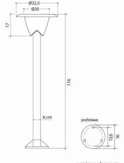 Sklep Kaja Czarna lampa ogrodowa, wysokość 116cm 1083-116 z serii BIANCA
