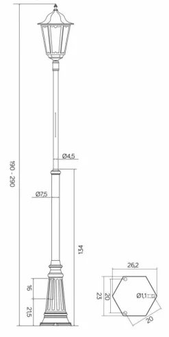 Sklep Kaja Czarna lampa ogrodowa, wysoka latarnia OGMWN 1 z serii RETRO MAXI | Kaja Oświetl