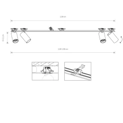 Sklep Kaja Czarna lampa podtynkowa z czterema reflektorami 7836 | Kaja