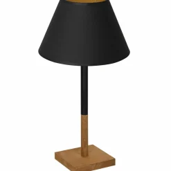 Sklep Kaja Czarna lampa stołowa z drewnianą podstawką LX 3750 z serii TABLE LAMPS